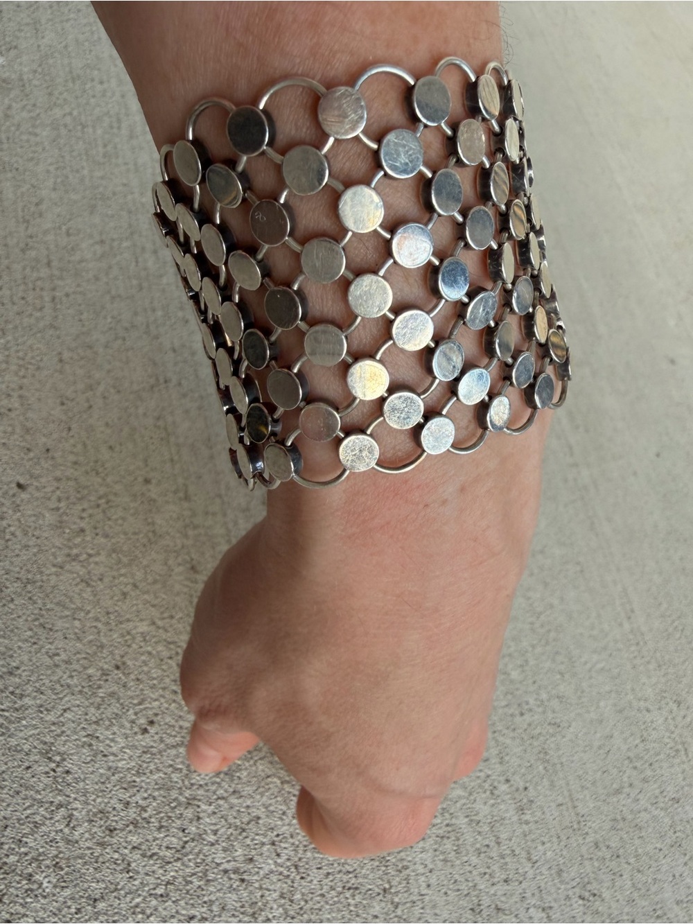 Rare John Hardy Dot Wide Cuff Bracelet 925 Sterling Silver 18K Gold 6 Dot 74.5g - Picture 11 of 12
